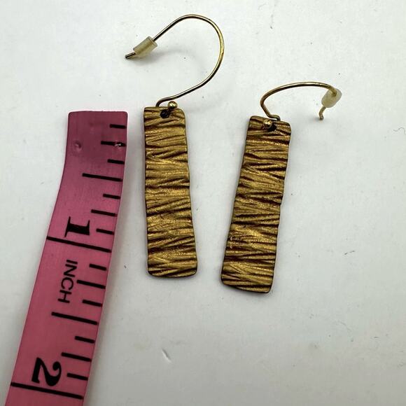 Banana Republic AUREUS + ARGENT Gold hammered Hoop Earrings Drop Dangle Jewelry - Picture 4 of 6